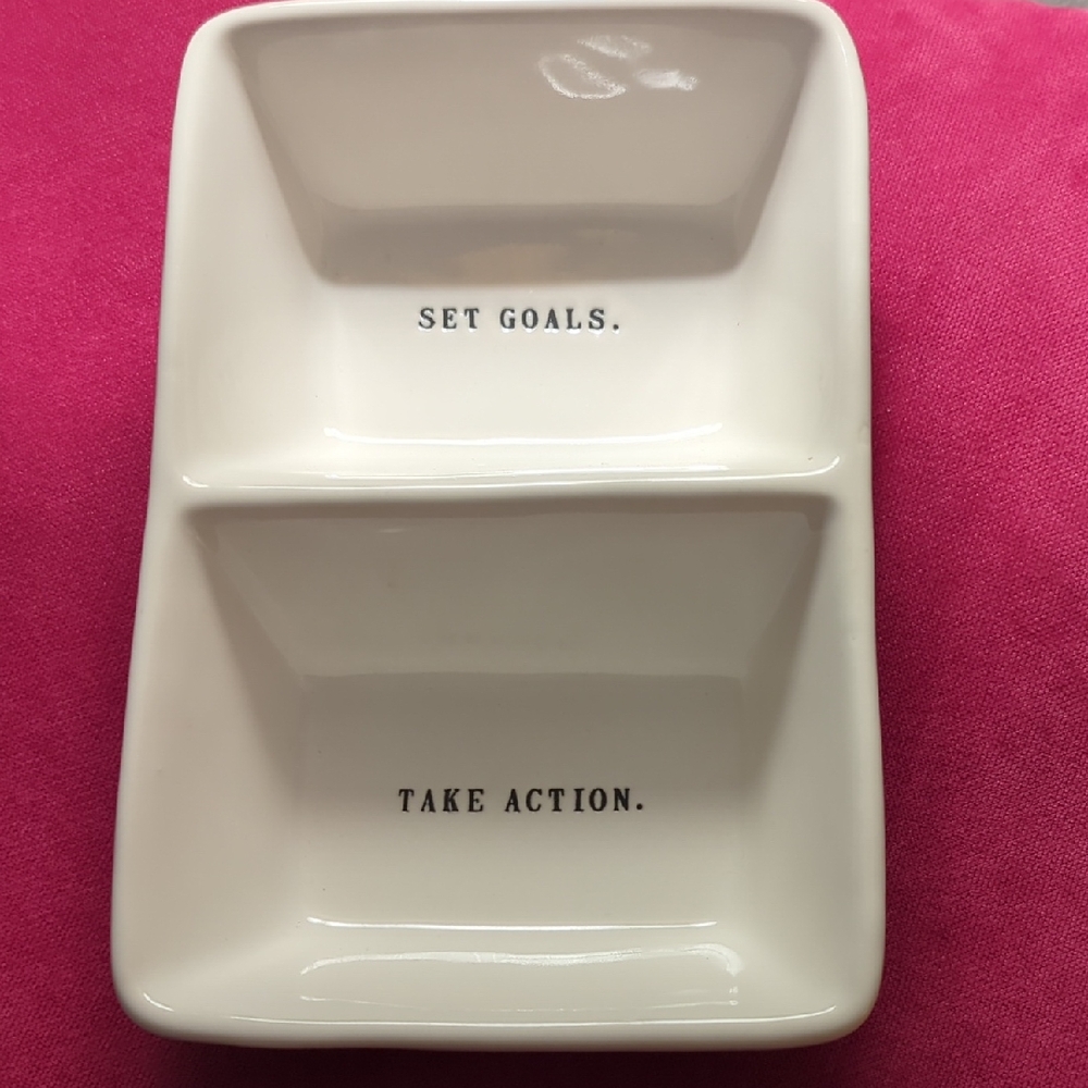 Rae Dunn Divided Dish with Motivational Text